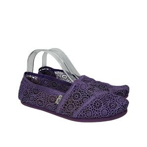 TOMS Purple Crochet Slip-On Shoes 10